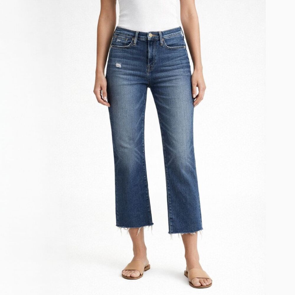 Frame Le High Straight Crop Jeans Womens 24 Carroll Cut Off Fray Hem Distressed